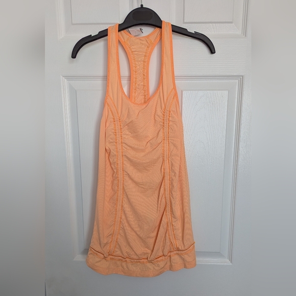 Lululemon 4 I Wanna Run Orange Tank Top With Racerback And Drawstring Waist - Picture 1 of 10